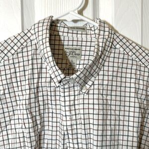 jcrew red blue men’s button up/button down shirt L slim untucked EUC